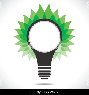 Feuille verte autour de l'ampoule Illustration de Vecteur