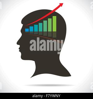 Graphique du marché dans la tête humaine Illustration de Vecteur