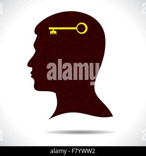 Clé de succès dans la tête humaine Illustration de Vecteur