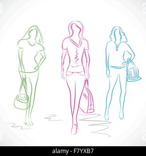 Fashion girl en stock style vector Illustration de Vecteur