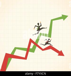Aller vers le haut ou vers le bas du marché stock vector Illustration de Vecteur