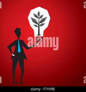 Plante en stock vector main hommes ampoule Illustration de Vecteur