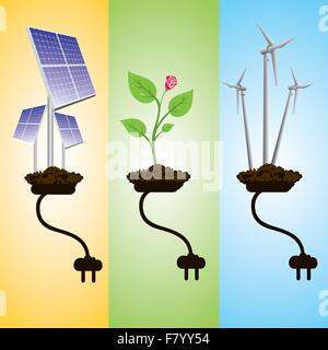 Concept d'énergie renouvelable Illustration de Vecteur