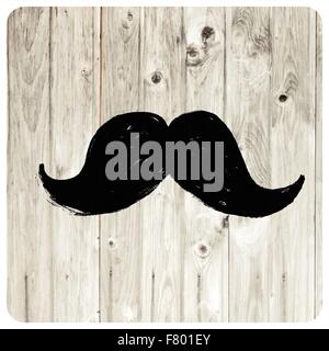 Moustache symbole sur la texture en bois. Illustration de Vecteur