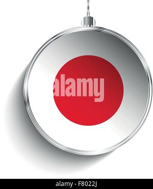 Joyeux Noël Silver Ball avec drapeau Japon Illustration de Vecteur