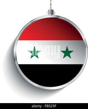 Joyeux Noël Silver Ball avec drapeau Syrie Illustration de Vecteur