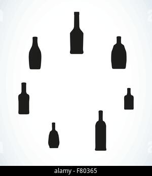 Peu de bouteilles différentes silhouettes Illustration de Vecteur