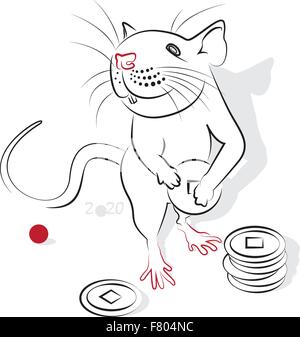 Le nouvel an chinois 2020 de l'année du Rat (rat). Carte de voeux ou d'invitation pour les vacances. Vector illustration Illustration de Vecteur