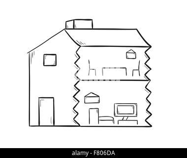 Croquis de la chambre Illustration de Vecteur