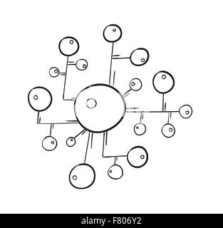 Croquis des cercles reliés par des lignes Illustration de Vecteur