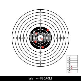 Cible noir et blanc avec trous rouge Illustration de Vecteur