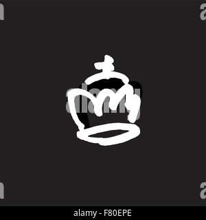 Symbole de la Couronne à la main sur noir Illustration de Vecteur