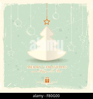 Arbre de Noël avec des ornements suspendus Illustration de Vecteur