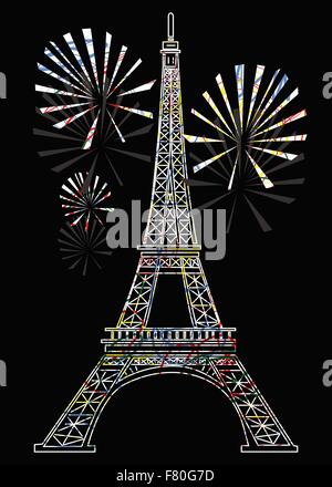 La tour Eiffel aux couleurs vives Illustration de Vecteur