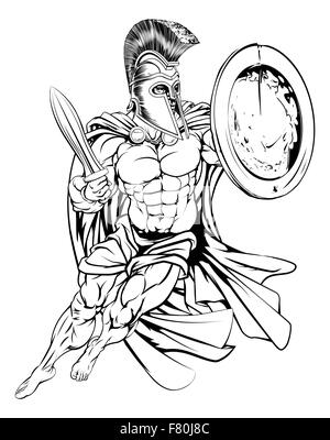Une illustration d'une forte musculaire guerrier spartiate Grec Banque D'Images