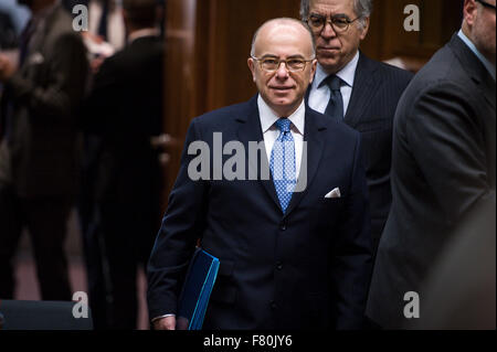 Bruxelles, Bxl, Belgique. 9Th Jul 2015. Le ministre français de l'intérieur Bernard Cazeneuve lors du Conseil des ministres de l'intérieur (JAI Justice et affaires intérieures) au siège du Conseil européen à Bruxelles, Belgique Le 04.12. Credit : ZUMA Press, Inc./Alamy Live News Banque D'Images