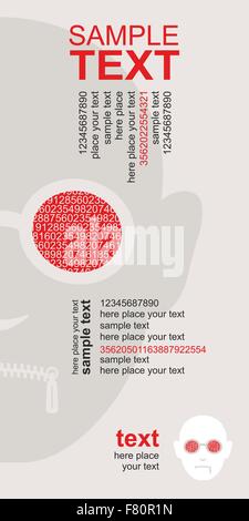 Modèle de conception de l'entreprise brochure flyer contre l'arrière-plan gris, visage humain avec des lunettes et des lèvres, zippé vecteur. Illustration de Vecteur