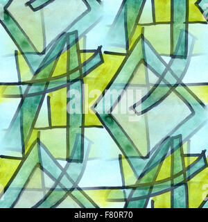 Le cubisme green blue lines seamless texture fond aquarelle art artiste Banque D'Images