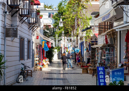 Boutiques dans la vieille ville de Bodrum, Bodrum, Province de Mugla, Turquie Banque D'Images