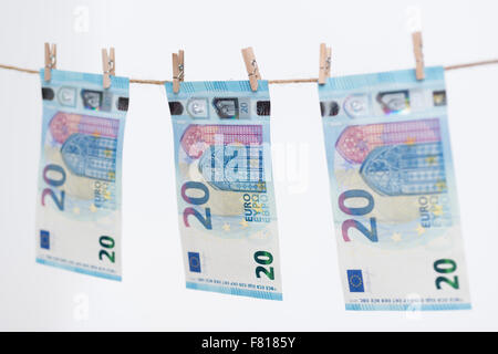 Twenty Euro Note révisée en 2015 sur un thread Banque D'Images
