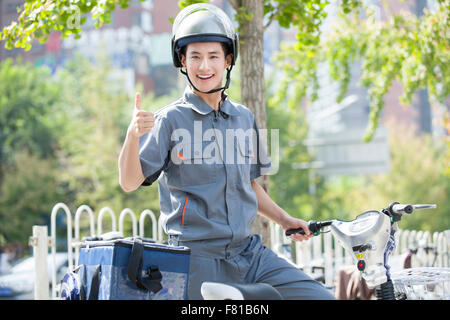 Livreur à emporter Banque D'Images