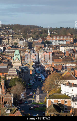 Vue sur les toits du centre-ville de Winchester