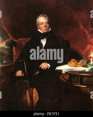 Sir Walter Scott, 1er baronnet, 1771 - 1832. Historique écossais romancier, dramaturge et poète. Après le tableau par Sir Thomas Lawrence. Banque D'Images