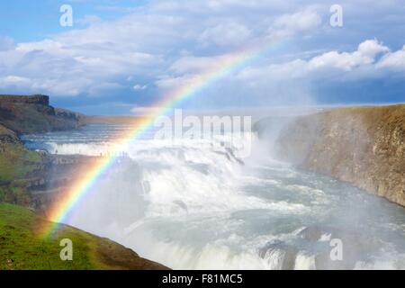À arc-en-ciel en Islande Gullfoss Banque D'Images
