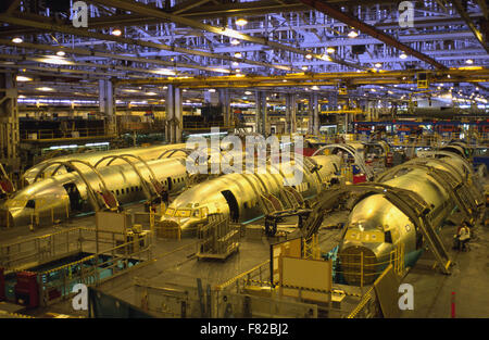 Construction du fuselage sur les Boeing 737 ligne d'assemblage à l'usine Boeing de Wichita, Kansas. - Modèle - Parution Banque D'Images