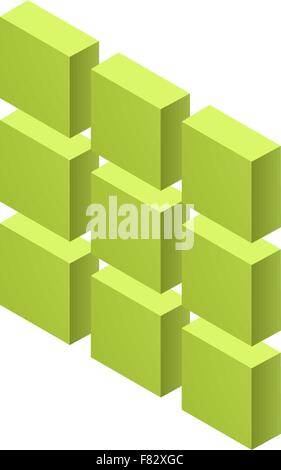 Les cubes en trois dimensions vert sur fond blanc Illustration de Vecteur