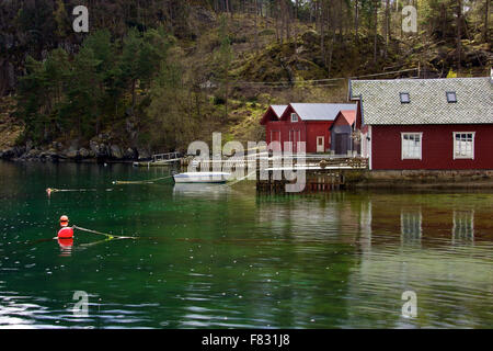 Petite colonie en Norvège à côté de l'eau Banque D'Images