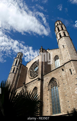 Façade de l'ouest, santa maria del mar,Barcelone,l'église Banque D'Images