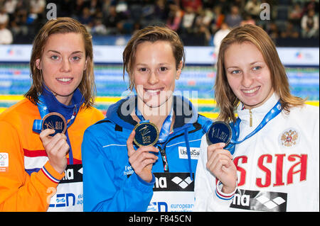 Netanya, Israël. Le 05 mai 2015. Federica PELLEGRINI ITA médaille d'or, Women's 200m nage libre Netanya, Israel, LEN Institut Wingate Court Européenne Championnat de natation Cours 2 - 6 décembre, 2015 Netanya 05-12-2015 Natation Campionati Europei di natation à vasca corta Photo Giorgio Perottino/Deepbluemedia Insidefoto Insidefoto/crédit :/Alamy Live News Banque D'Images