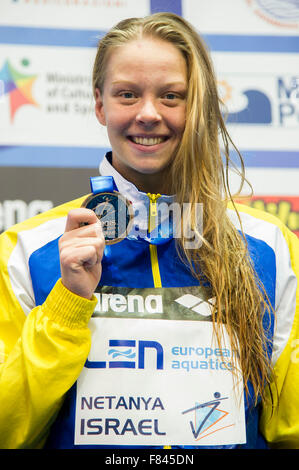 Netanya, Israël. Le 05 mai 2015. HANSSON Louise SWE médaille de bronze 200m quatre nages finale femmes Netanya, Israel, LEN Institut Wingate Court Européenne Championnat de natation Cours 2 - 6 décembre, 2015 Netanya 05-12-2015 Natation Campionati Europei di natation à vasca corta Photo Giorgio Scala/Deepbluemedia Insidefoto Insidefoto/crédit :/Alamy Live News Banque D'Images