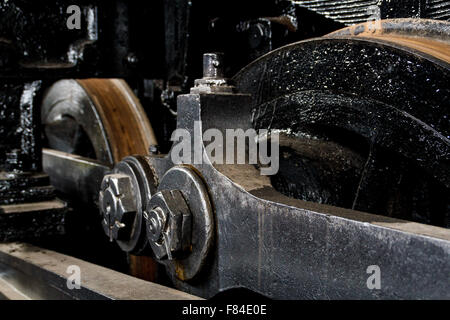 Close up sur roues de locomotives à vapeur. Virginia Museum of Transportation Banque D'Images