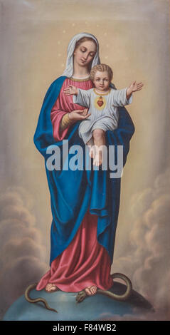 Peinture de la Vierge Marie avec l'Enfant Jésus Banque D'Images