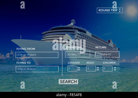 Vol aller-retour Réservation recherche Travel Concept Banque D'Images