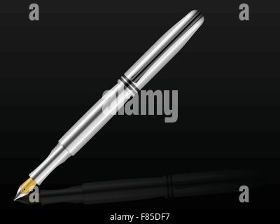 Stylo plume sur un fond noir. Vector illustration. Illustration de Vecteur