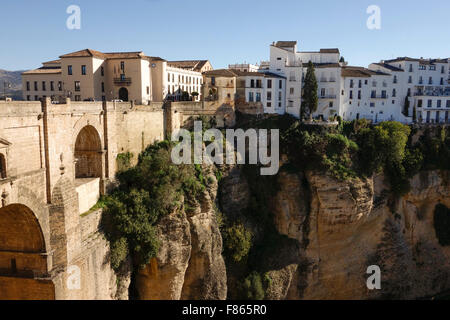 Ronda Espagne. Puente Nuevo Pont de Ronda, village de montagne, Andalousie, Espagne. Banque D'Images