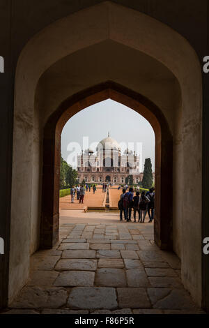 Tombe de Humayun à Delhi, Inde site du patrimoine mondial de l'UNESCO. Banque D'Images