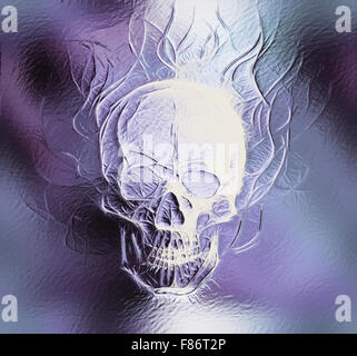 Crâne. verre et effet fractal. Résumé fond couleur, collage d'ordinateur Banque D'Images