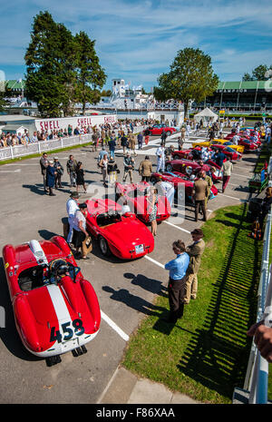 La Lavant Cup était composé de participants à freins à tambour sports prototypes Ferrari des années 50. Ferrari 500 plus proches. Vue aérienne de la zone d'assemblage Banque D'Images