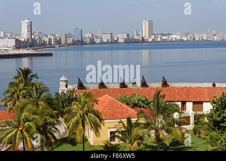 Vue depuis la forteresse de La Havane Cuba J'AI Banque D'Images