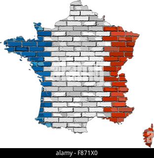 Carte de France sur un mur de briques Illustration de Vecteur