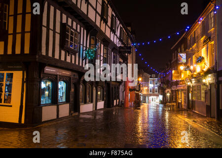 Noël en ligne Boucher, Shrewsbury, Shropshire. Banque D'Images