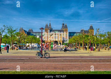 Rijksmuseum Amsterdam museum avec des mots je Amsterdam en Hollande, Banque D'Images