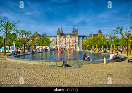 Rijksmuseum Amsterdam museum avec des mots je Amsterdam en Hollande, Banque D'Images