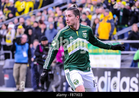 Columbus, Ohio, USA. 6 Décembre, 2015. Jorge Villafana (19) des Timbers de Portland pendant le match entre Portland Timbers et Columbus Crew SC dans la MLS Cup 2015 au stade final MAPFRE dans Columbus Ohio . Credit : Cal Sport Media/Alamy Live News Banque D'Images