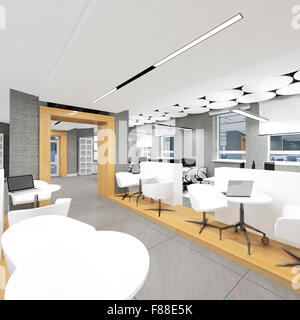 Vide intérieur bureau moderne lieu de travail 3D illustration Banque D'Images