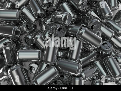 Des montagnes de boîtes / 3D render de bière vides ou des canettes de soda Banque D'Images